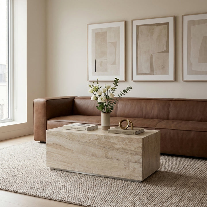 Travertine Monolith Rectangle Coffee Table