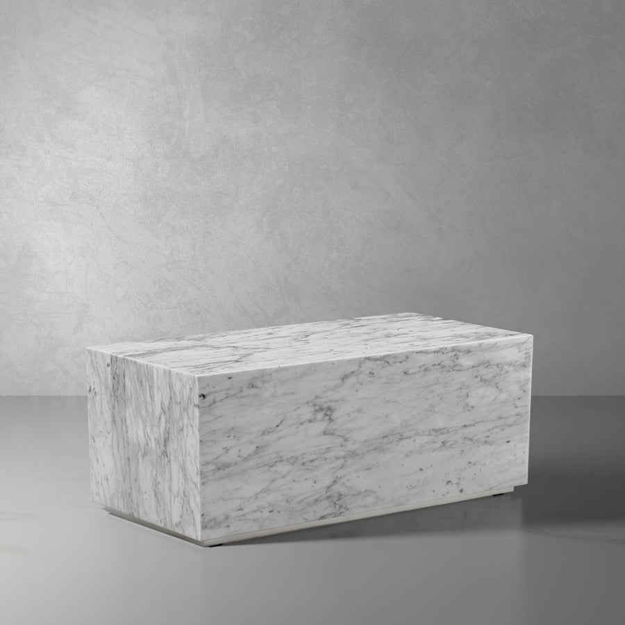 Marble Monolith Rectangle Coffee Table-France & Son-FVT150WHT-Coffee Tables-1-France and Son