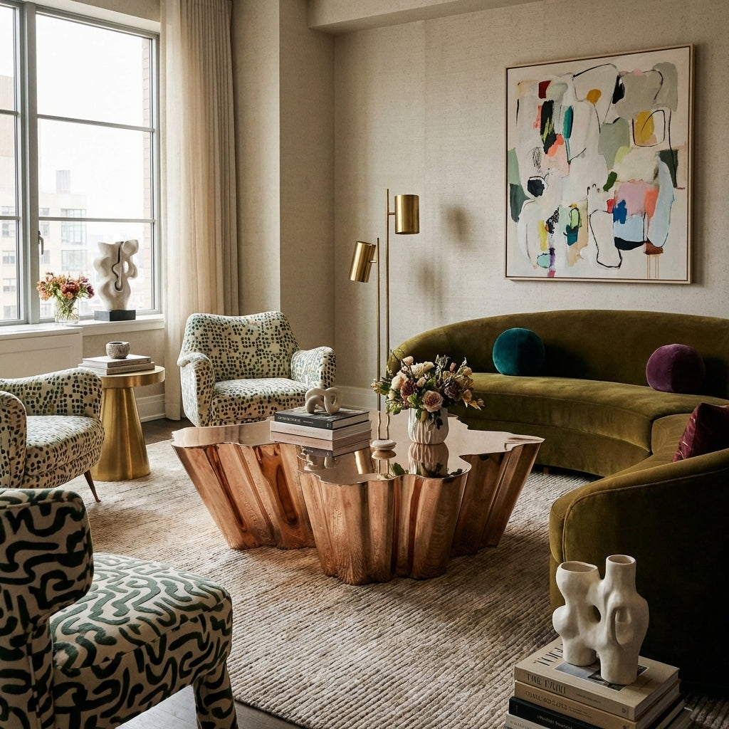 Fideer Freeform Coffee Table - Rose Gold