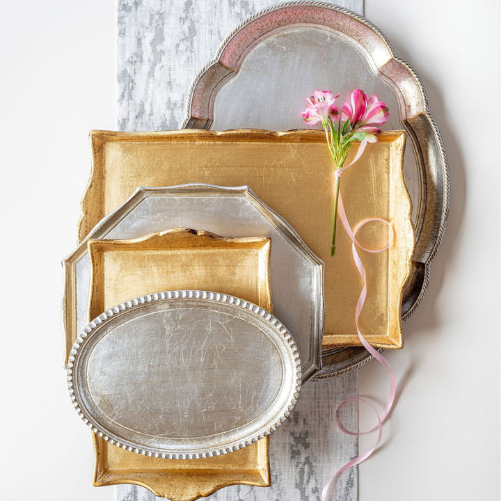Florentine Wooden Accessories Handled Rectangular Tray