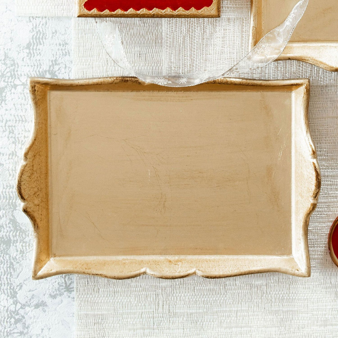 Florentine Wooden Accessories Handled Rectangular Tray