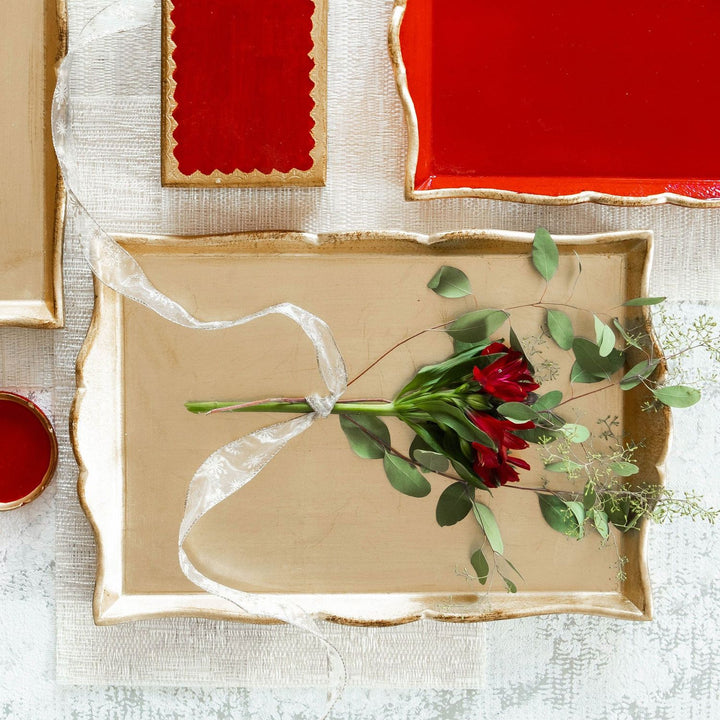 Florentine Wooden Accessories Handled Rectangular Tray