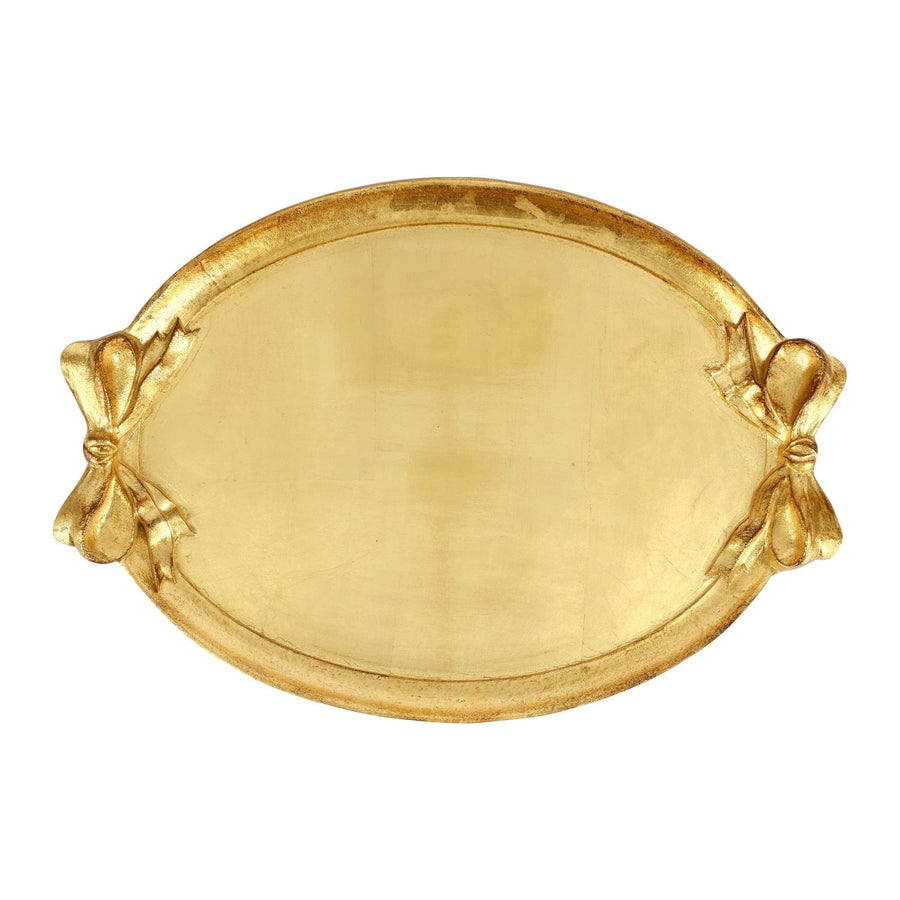 Florentine Wooden Accessories Bow Handled Oval Tray - Default Title