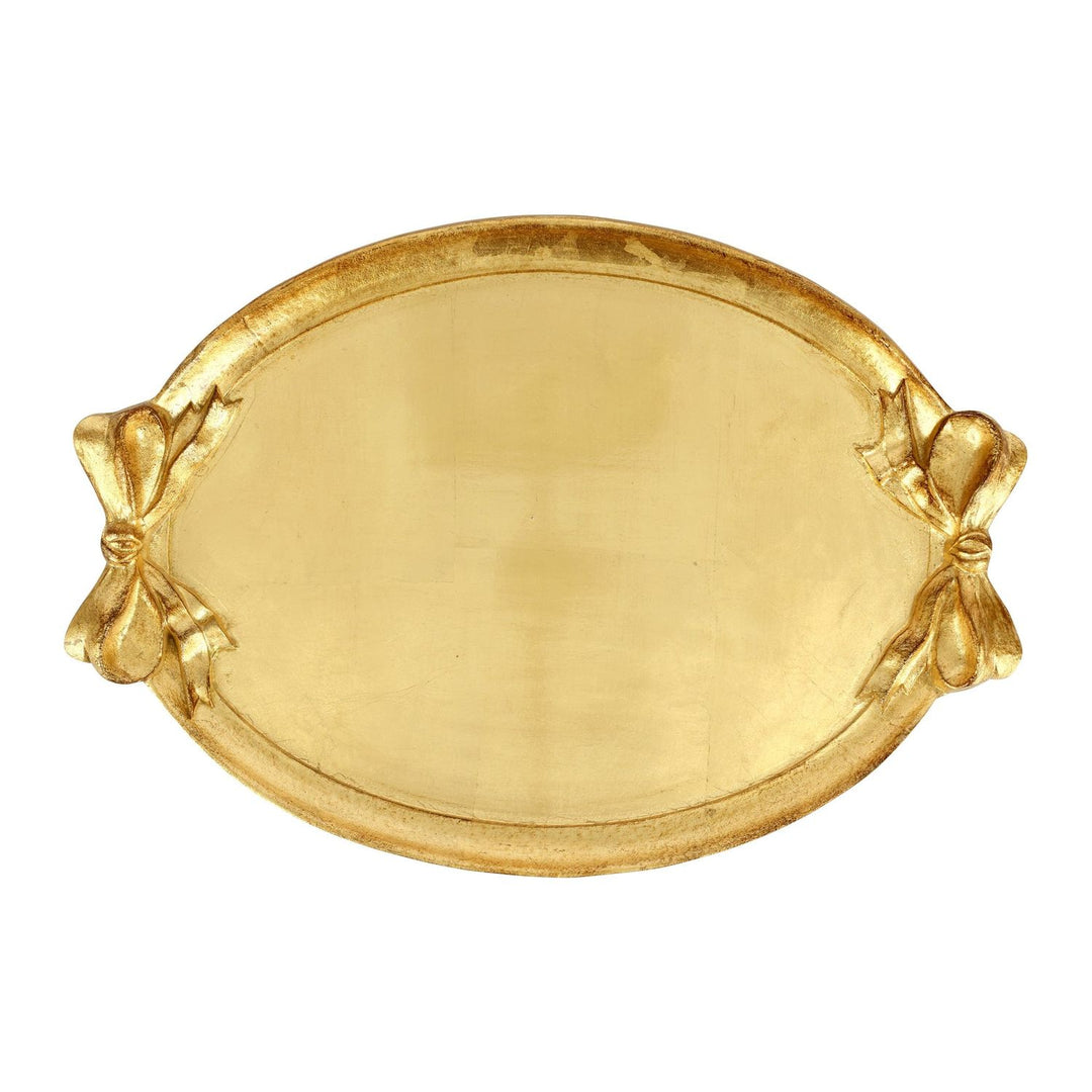 Florentine Wooden Accessories Bow Handled Oval Tray