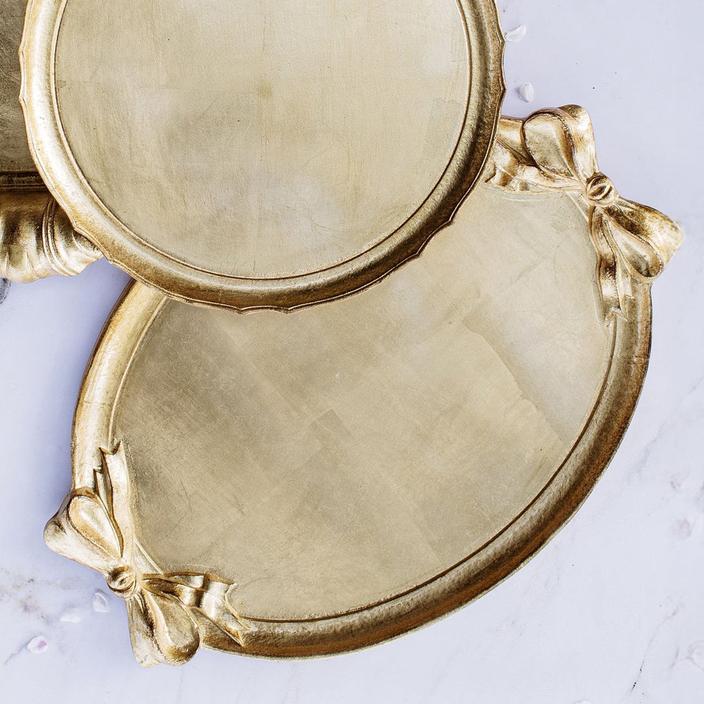Florentine Wooden Accessories Bow Handled Oval Tray