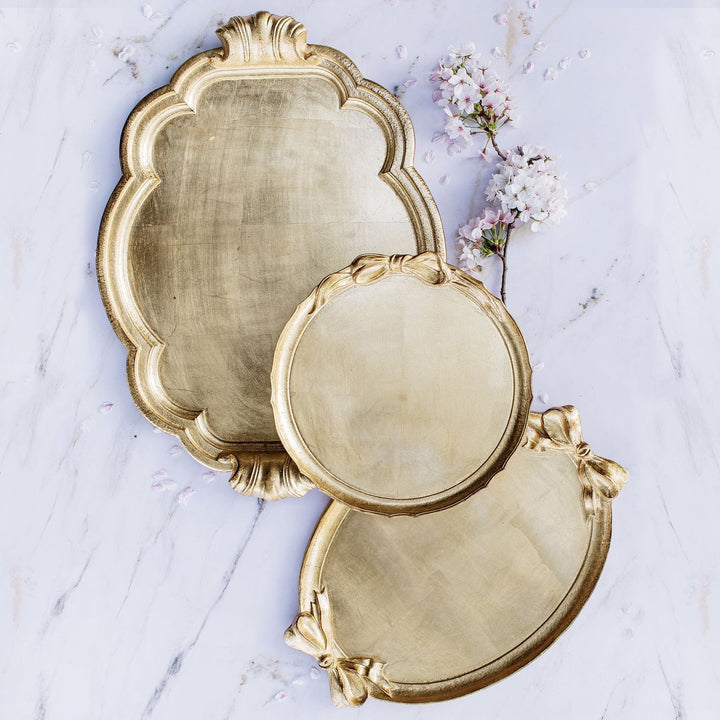Florentine Wooden Accessories Bow Handled Oval Tray