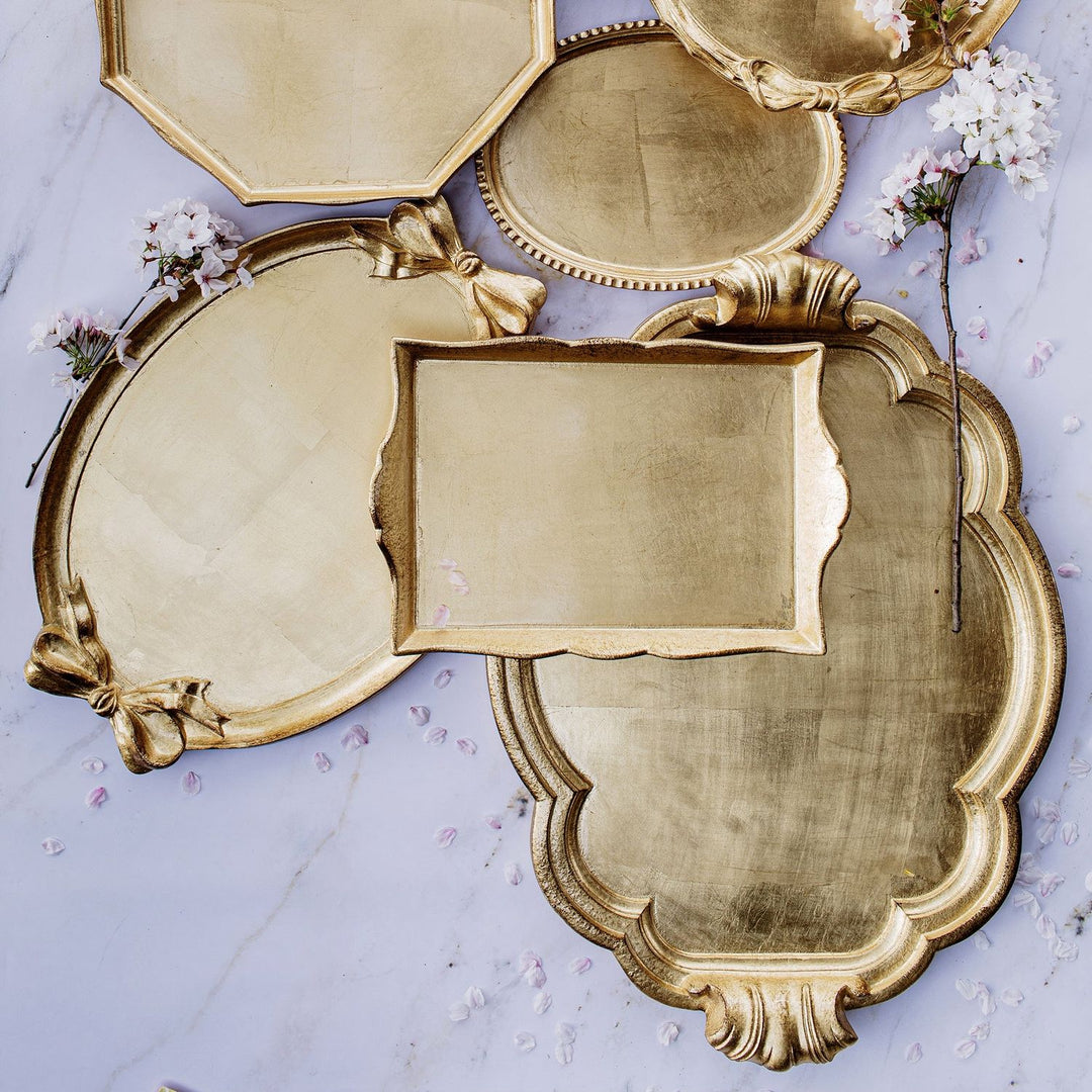 Florentine Wooden Accessories Bow Handled Oval Tray