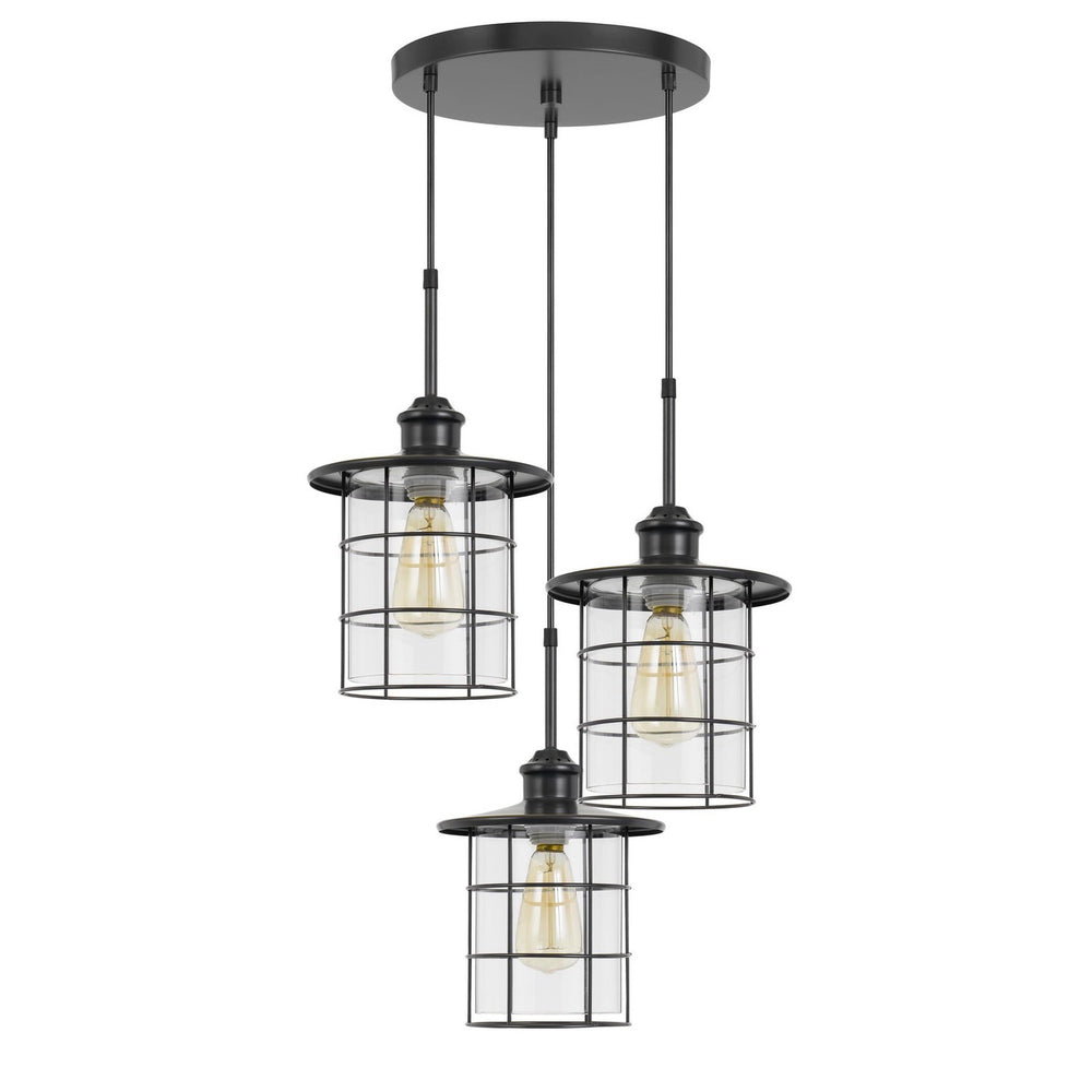 60W x 3 Silverton metal/glass pendant fixture (Edison bulbs included)-Cal Lighting-CAL-FX-2668-3P-Pendants-2-France and Son