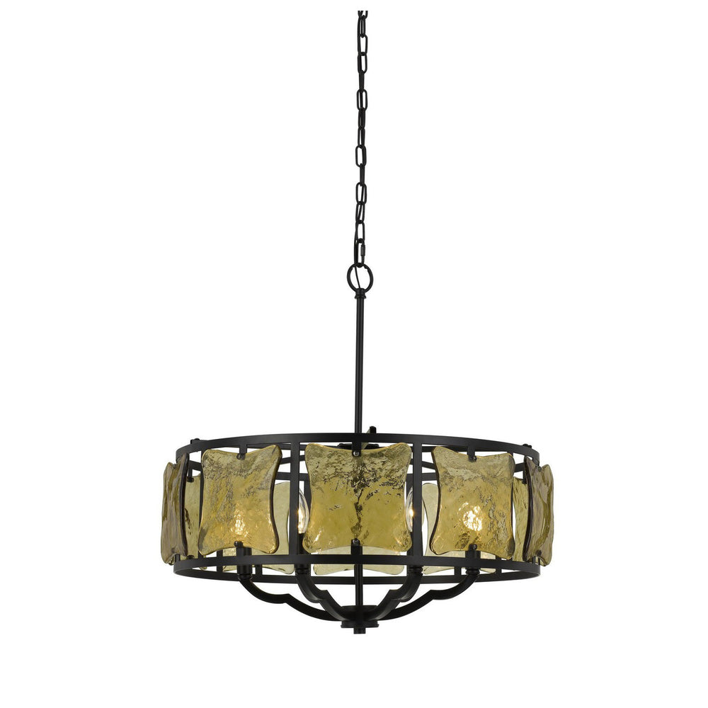 60W X 6 Revenna Forged Iron Chandelier With Hand Crafted Glass-Cal Lighting-CAL-FX-3677-6-Chandeliers-2-France and Son