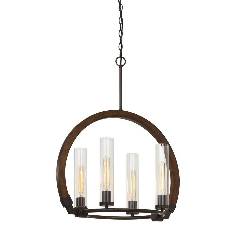 60W X 4 Sulmona Wood/Metal Chandelier With Glass Shade (Edison Bulbs Not inlcluded)-Cal Lighting-CAL-FX-3691-4-Chandeliers-1-France and Son