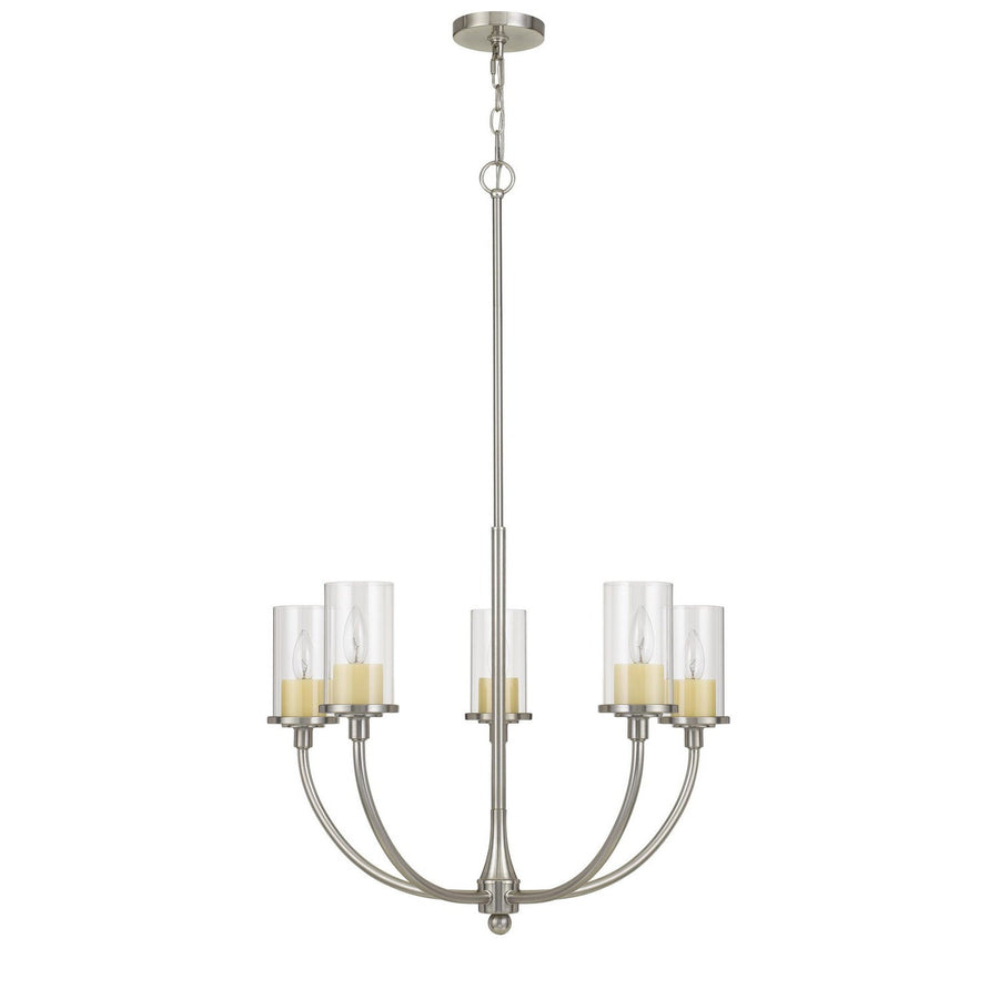 41.5" Height Metal Chandelier in Brushed Steel Finish-Cal Lighting-CAL-FX-3714-5-Chandeliers-1-France and Son