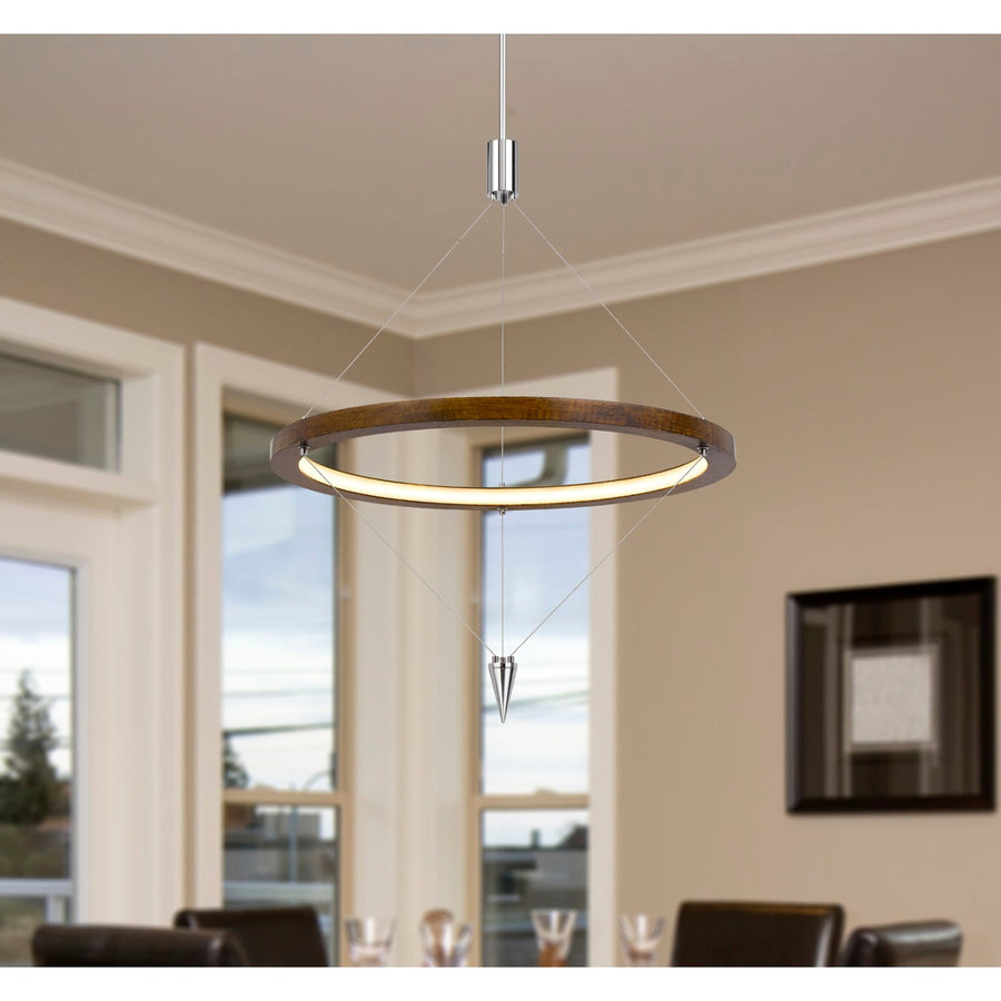 Viterbo integrated dimmable LED pine wood pendant-Cal Lighting-CAL-FX-3752-24-Pendants-1-France and Son