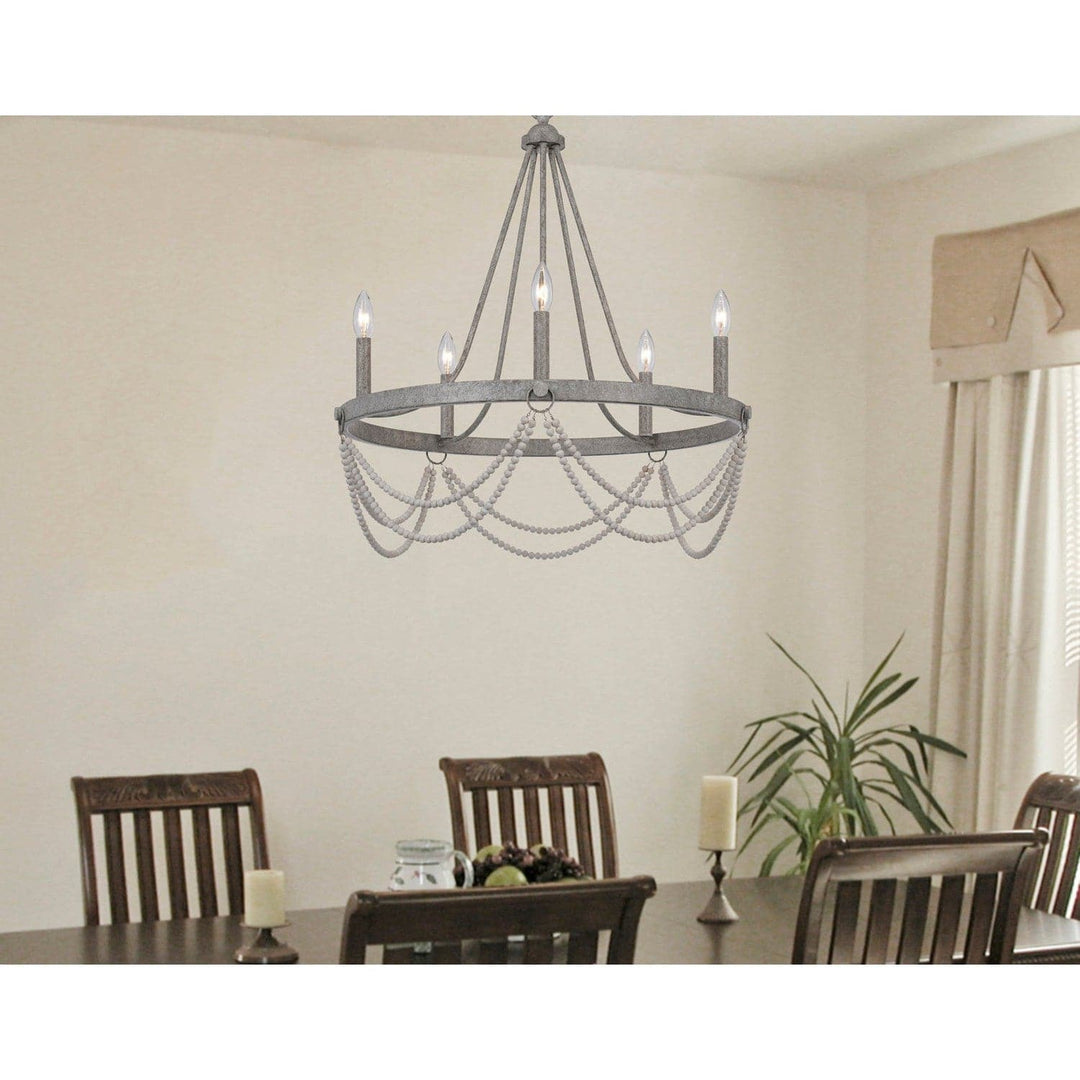 60W x 5 Anniston beaded metal chandelier-Cal Lighting-CAL-FX-3791-5-Chandeliers-3-France and Son
