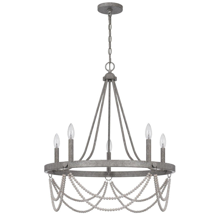 60W x 5 Anniston beaded metal chandelier-Cal Lighting-CAL-FX-3791-5-Chandeliers-1-France and Son