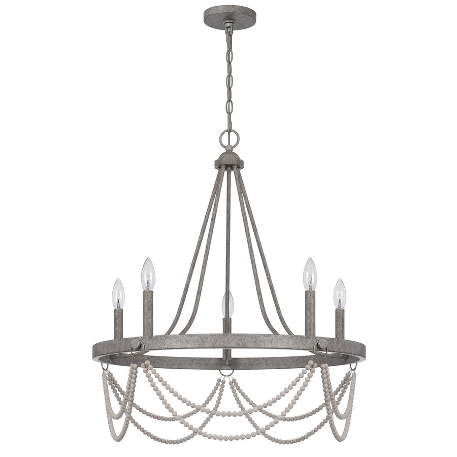 60W x 5 Anniston beaded metal chandelier-Cal Lighting-CAL-FX-3791-5-Chandeliers-1-France and Son