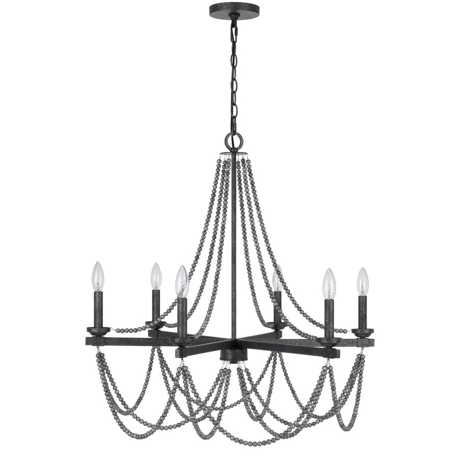 60W x 6 Ventura metal beaded chandelier-Cal Lighting-CAL-FX-3798-6-Chandeliers-1-France and Son