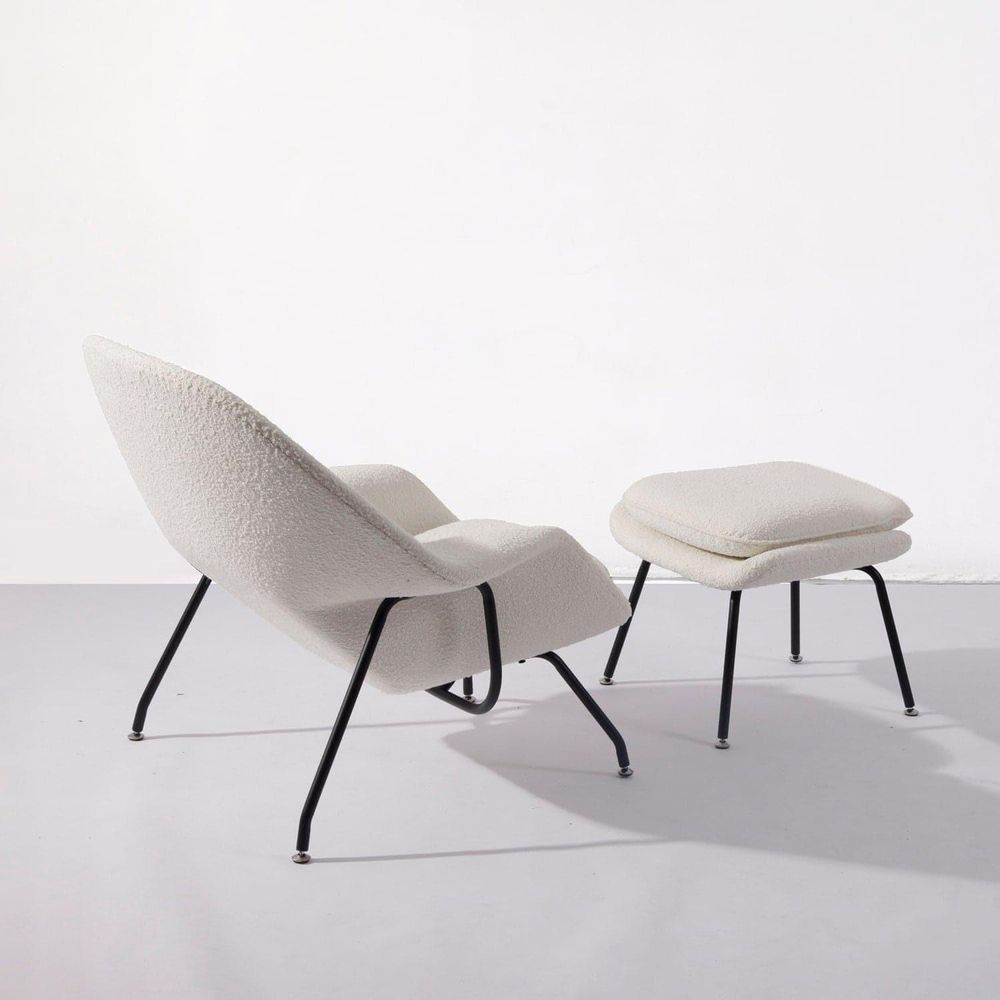 Womb Chair and Ottoman-France & Son-FYC0781BGE-Lounge ChairsOff White-10-France and Son