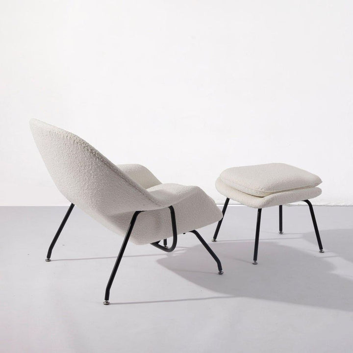 Womb Chair and Ottoman-France & Son-FYC0781BGE-Lounge ChairsOff White-10-France and Son