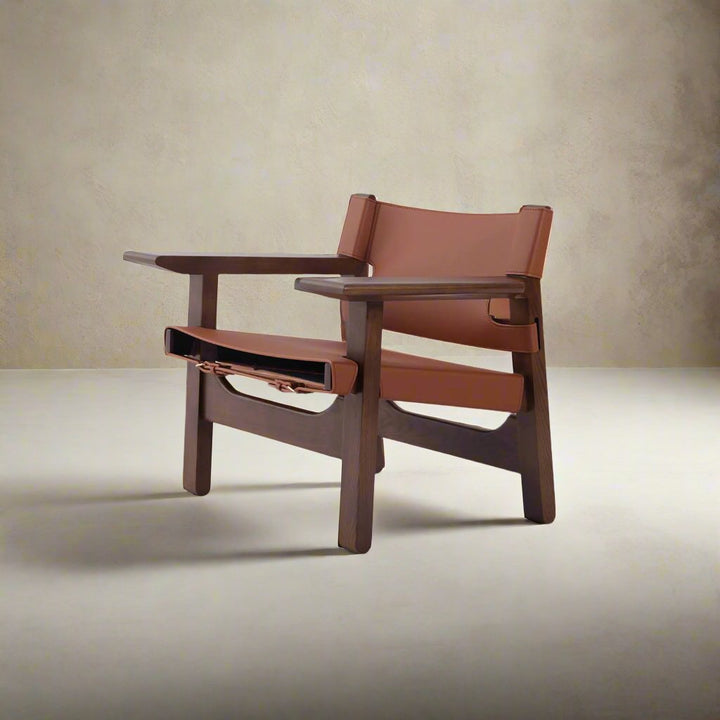 Spanish Chair with Leather Sling - Walnut