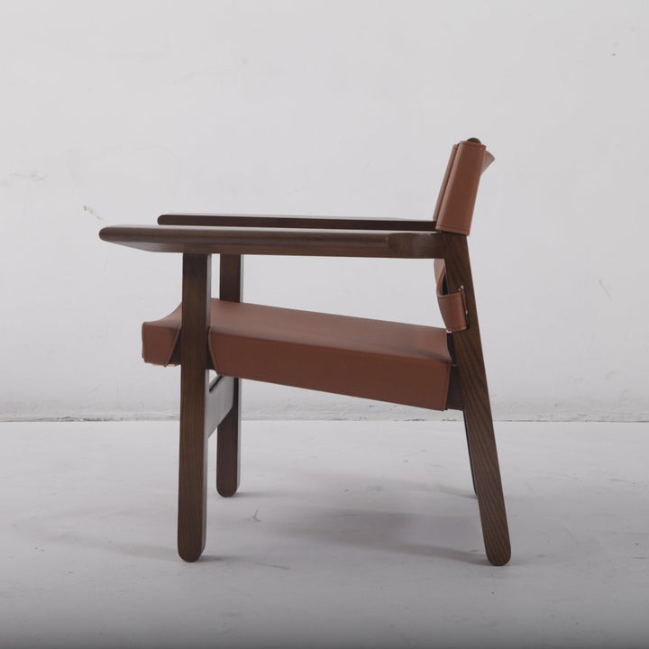 Spanish Chair with Leather Sling - Walnut