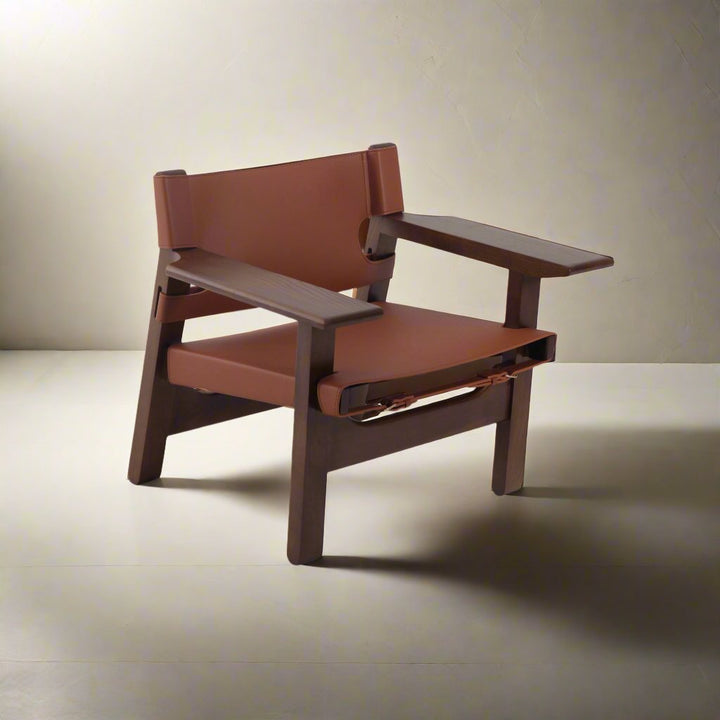 Spanish Chair with Leather Sling - Walnut