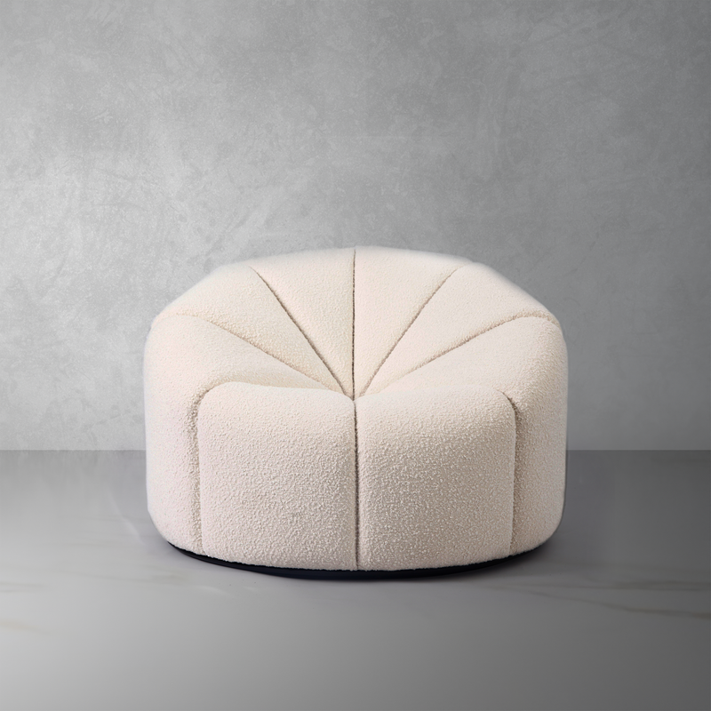 Elysee Swivel Lounge Chair - Boucle-France & Son-FYS0111OWHT-Lounge Chairs-1-France and Son