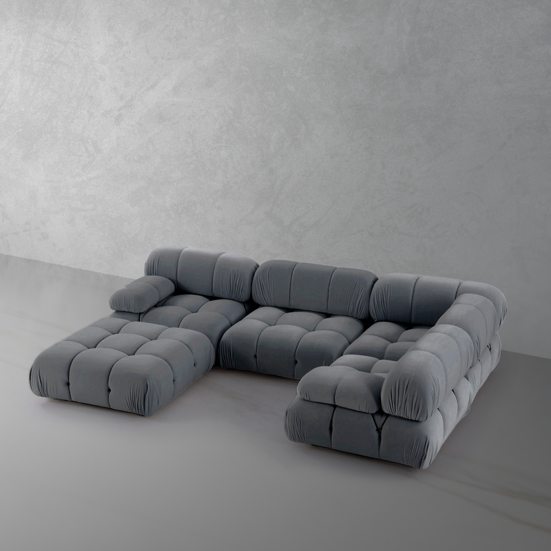 Bellini Sectional Sofa Set - Carbon Grey Velvet-France & Son-FYS0761LDGREY-FYS0761RDGREY-FYS762DGREY-Sectionals3 Piece Set-1-France and Son