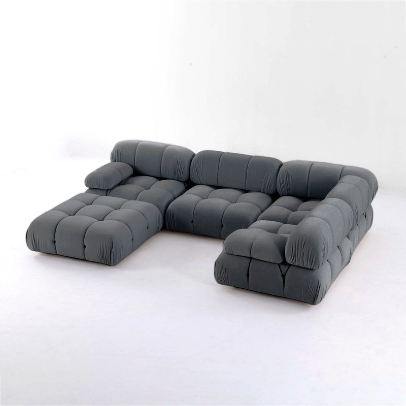 Bellini Sectional Sofa Set - Carbon Grey Velvet-France & Son-FYS0760DGREY-FYS0761LDGREY-FYS0761RDGREY+FYS762DGREY-FYS0763DGREY-Sectionals5 Piece Set-1-France and Son