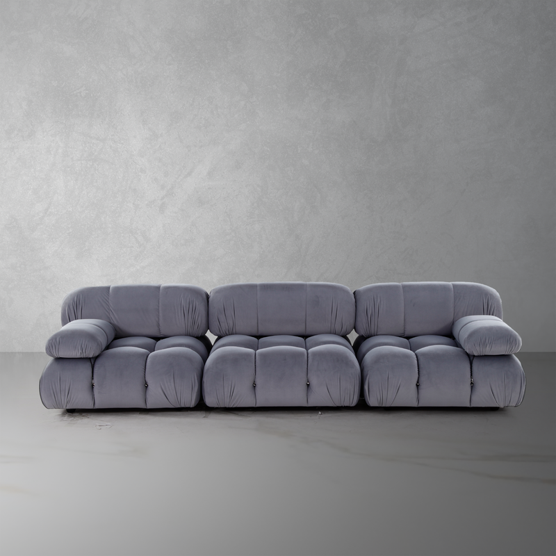 Bellini Sectional Sofa Set - Carbon Grey Velvet-France & Son-FYS0761LDGREY-FYS0761RDGREY-FYS762DGREY-Sectionals3 Piece Set-4-France and Son