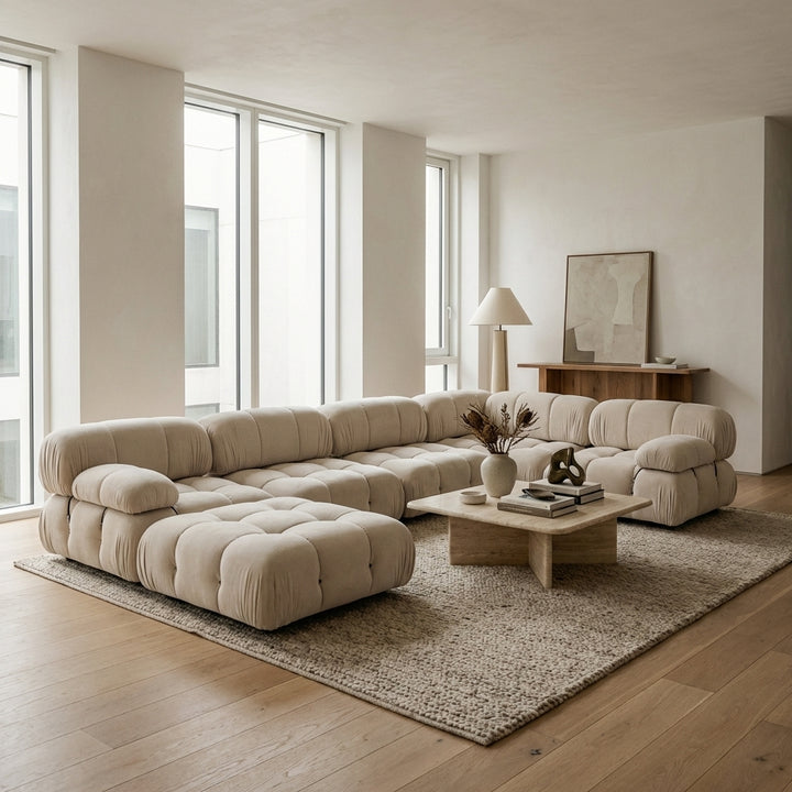 Grappolo Modular Sectional Sofa Set - Off White Boucle