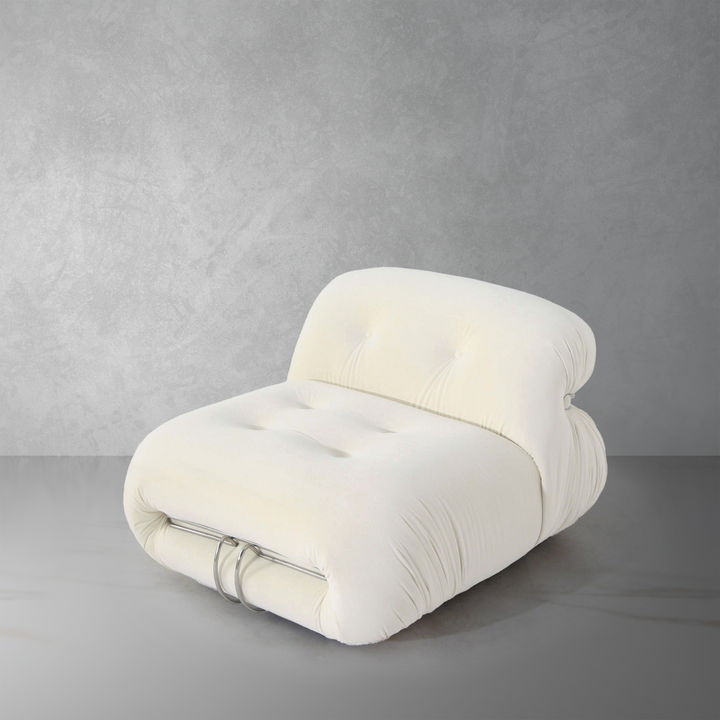 Soriana Lounge Chair - Off White Velvet-France & Son-FYS0781BGE-Lounge Chairs-1-France and Son
