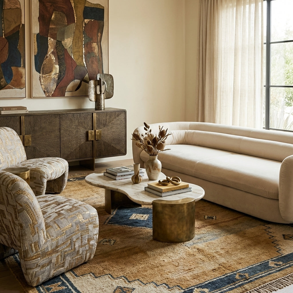 Society Sofa - 99" Beige Velvet