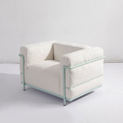 Corbusier Grande Lounge Chair in Boucle-France & Son-FYS3021OWHT-Lounge Chairs-2-France and Son