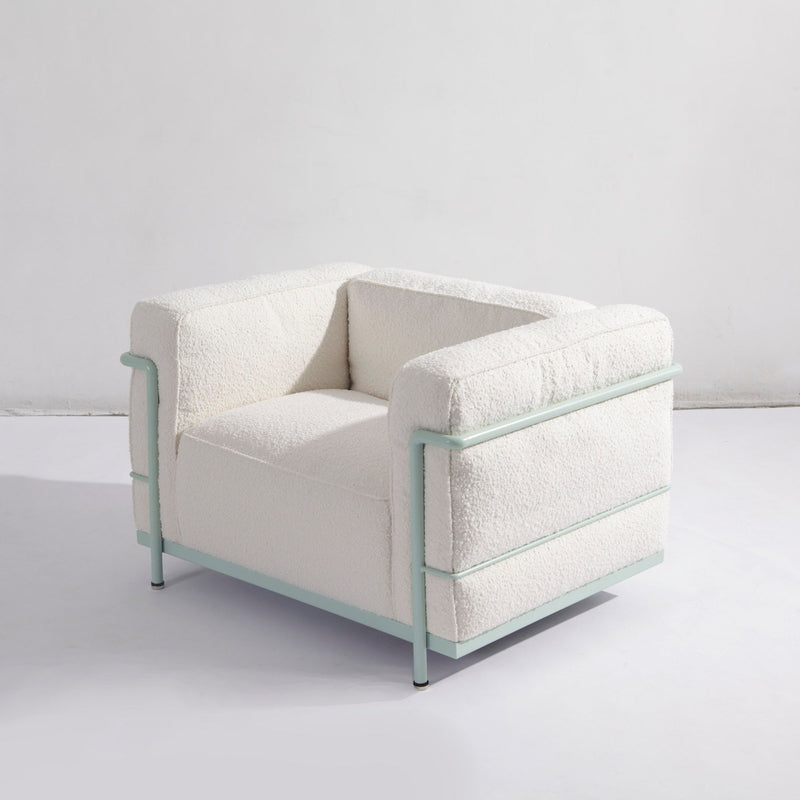 Corbusier Grande Lounge Chair in Boucle-France & Son-FYS3021OWHT-Lounge Chairs-2-France and Son