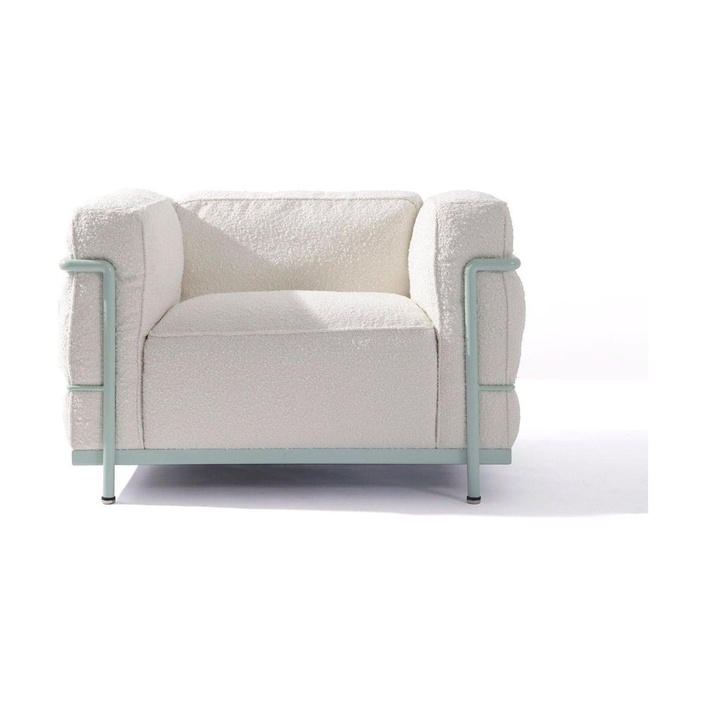 Corbusier Grande Lounge Chair in Boucle-France & Son-FYS3021OWHT-Lounge Chairs-1-France and Son