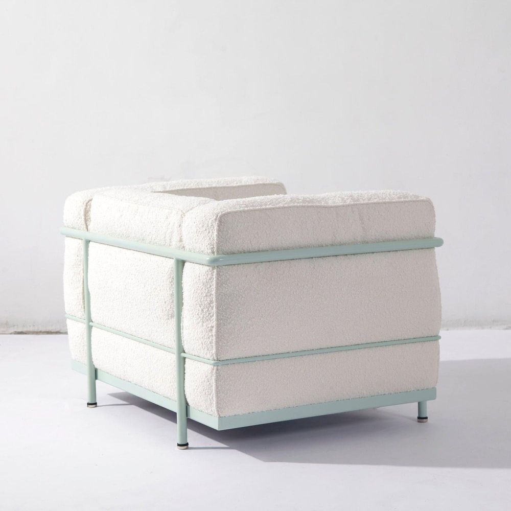 Corbusier Grande Lounge Chair in Boucle-France & Son-FYS3021OWHT-Lounge Chairs-3-France and Son