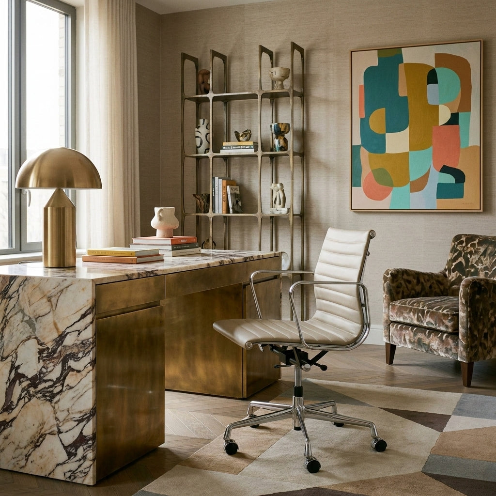 Ribbed Leather Task Chair