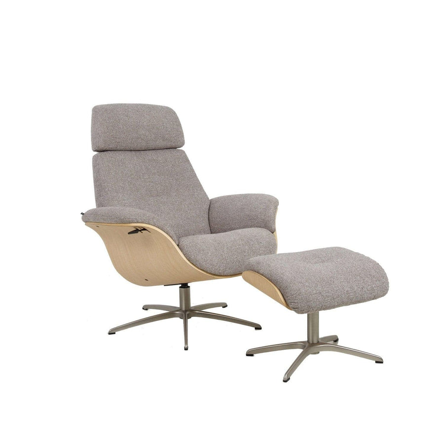 Falcon Chair + Ottoman-Fjords-Fjords-984005-16-Lounge ChairsMaple Grey fabric / White Wash on Oak frame /Brushed Steel base-1-France and Son
