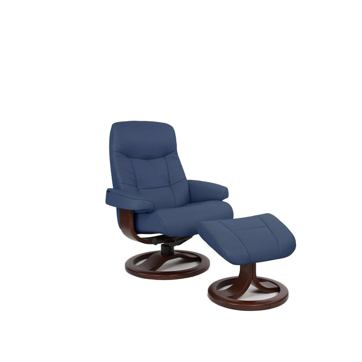 Muldal R Small Chair with Footstool Soft Parts-Fjords-FJORDS-895UPI-192-Lounge ChairsNordic Line Leather Navy 192-7-France and Son