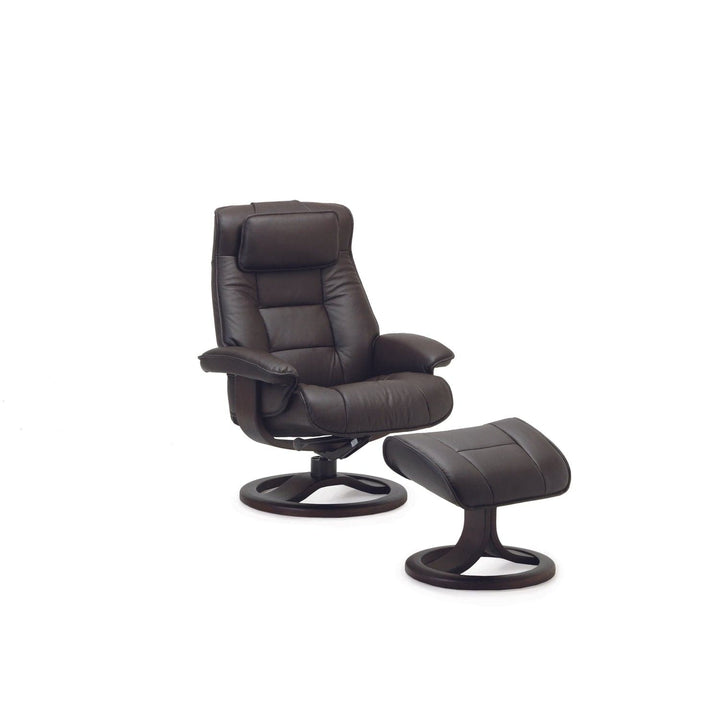 Mustang R Large Chair with Footstool Soft Parts-Fjords-FJORDS-911UPI-004-Lounge ChairsNordic Line Leather Black 101-5-France and Son