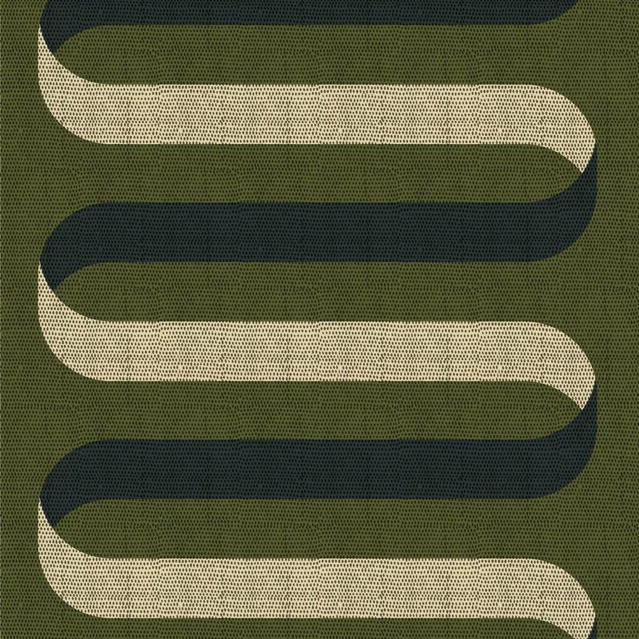 Folding Ribbon Wallpaper-Mitchell Black-MITCHB-WC406-OL-PM-10-Wall DecorPatterns Olive-Premium Matte Paper-1-France and Son