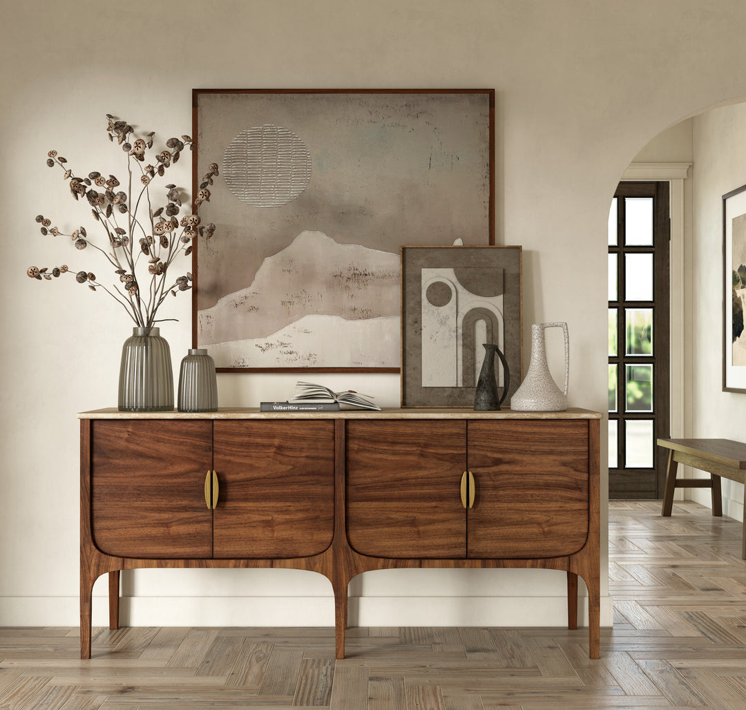 Co.House Fontaine Walnut and Travertine Buffet
