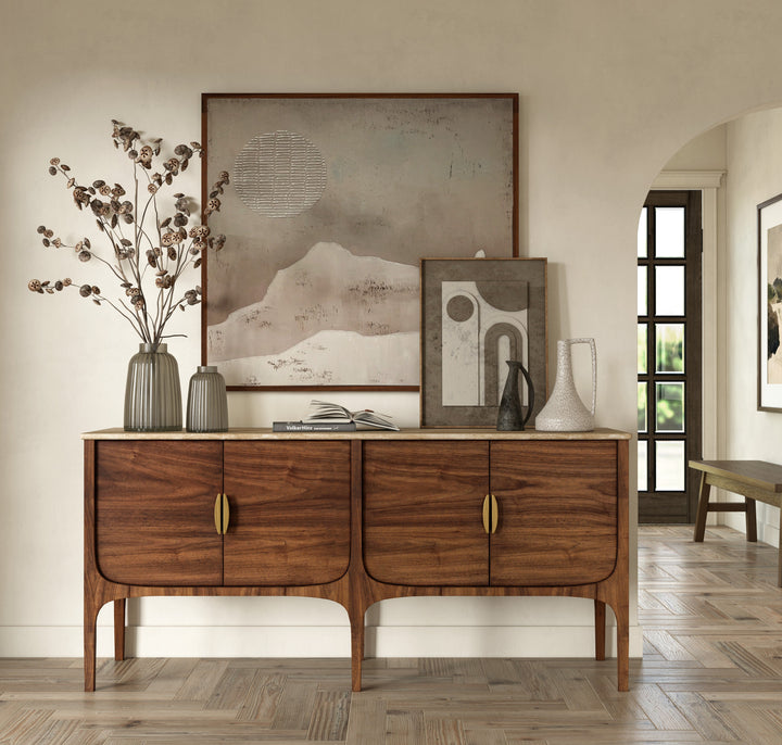 Co.House Fontaine Walnut and Travertine Buffet