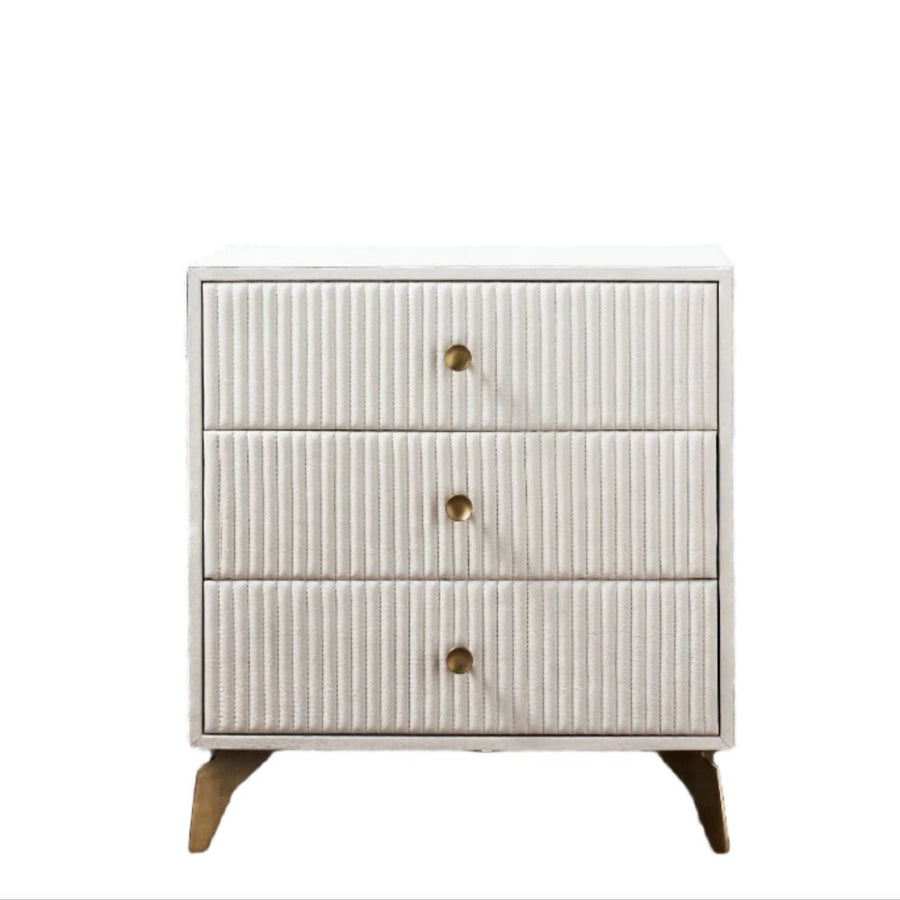 Nightstands Stanford Leather Three Drawer Nightstand - White