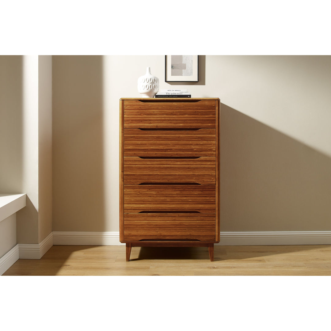 Currant Five Drawer High Chest - Amber