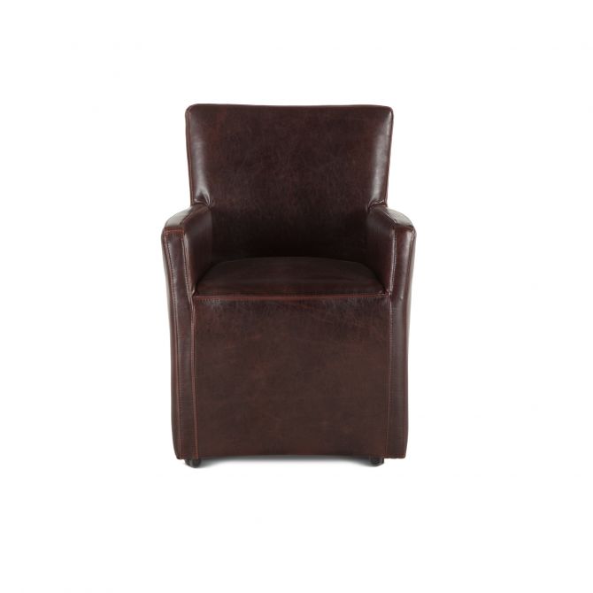 Peabody Wheeled Arm Chair-Home Trends & Designs-HOMETD-G201-646-530-47-Lounge ChairsLeather-1-France and Son