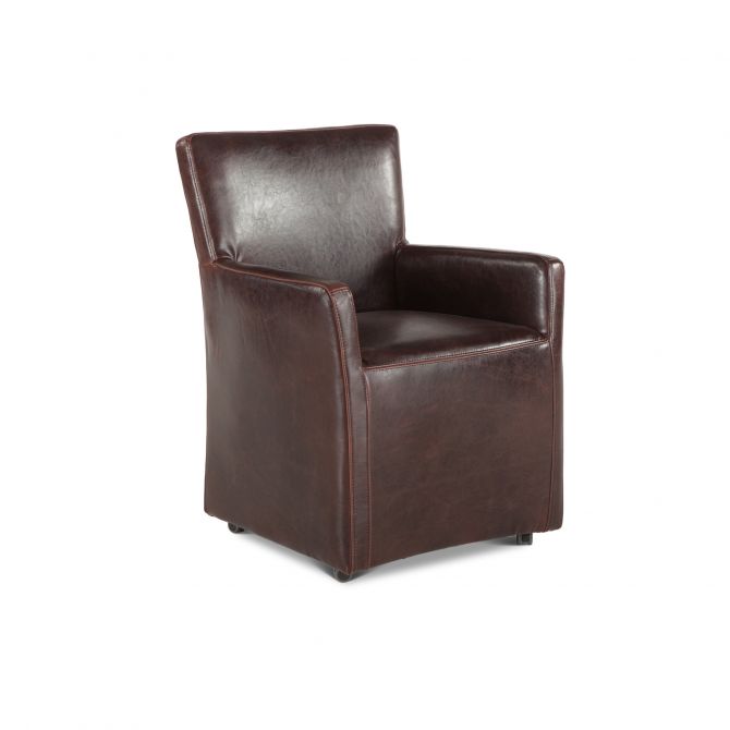 Peabody Wheeled Arm Chair-Home Trends & Designs-HOMETD-G201-646-530-47-Lounge ChairsLeather-2-France and Son