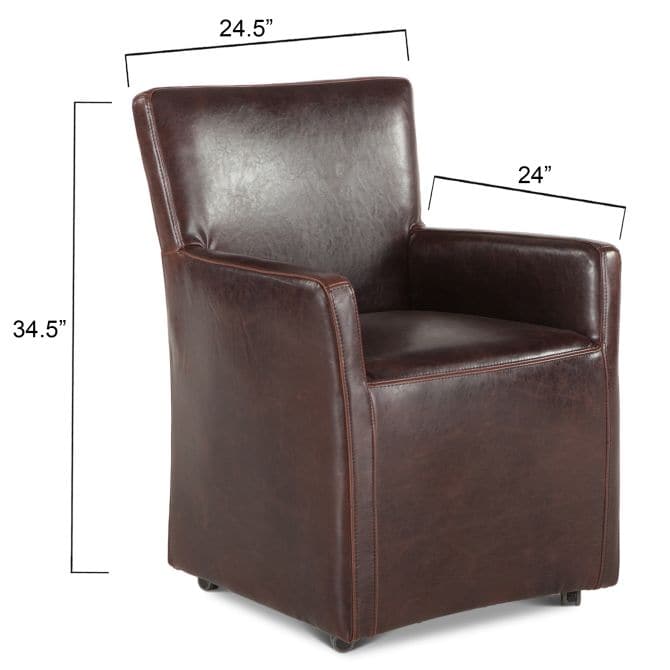 Peabody Wheeled Arm Chair-Home Trends & Designs-HOMETD-G201-646-530-47-Lounge ChairsLeather-4-France and Son