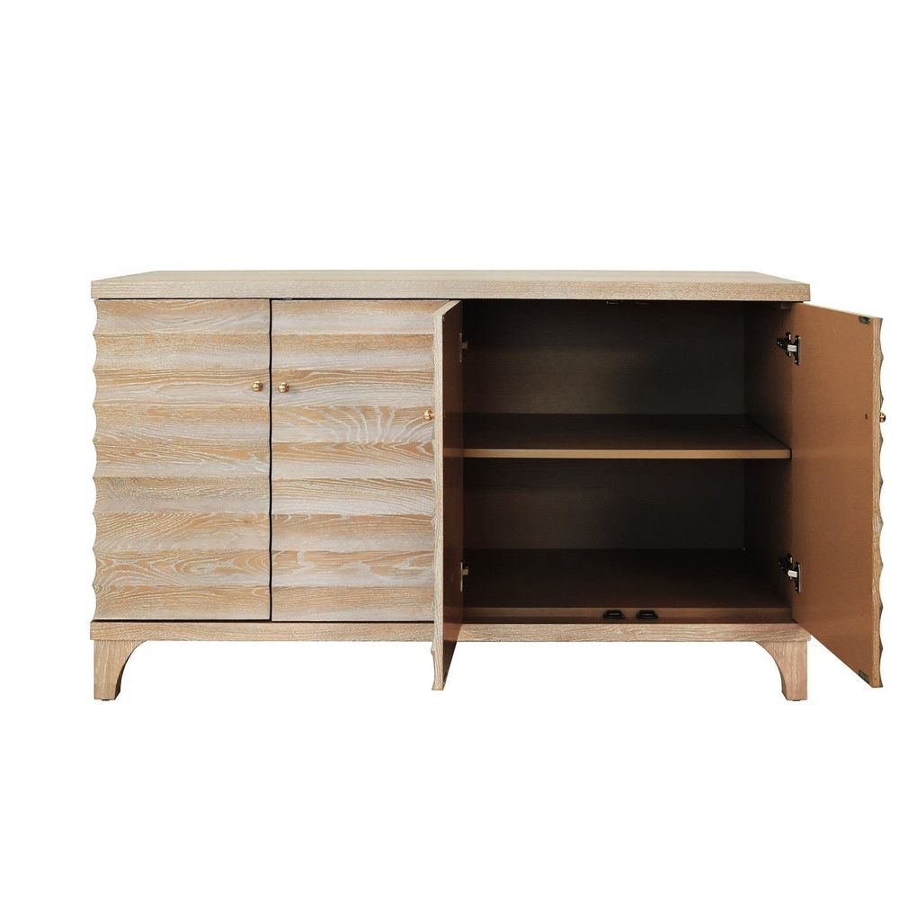 Sideboards & Credenzas Gates Four Door Buffet With Horizontal Fluted Detail In Cerused Oak