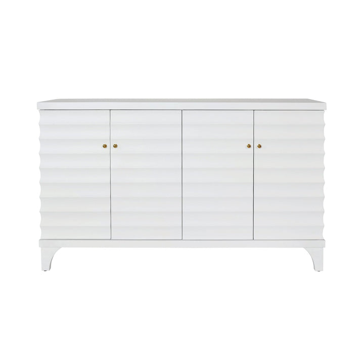 Gates - Four Door Buffet With Horizontal Fluted Detail In Matte White Lacquer